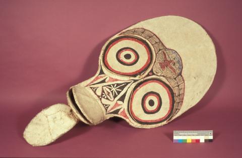 A decorated bark mask from New Britain.