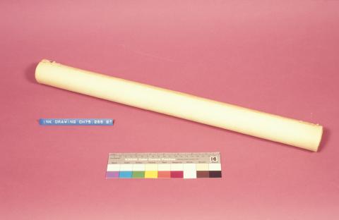 Example of tightly rolled paper that is stored inside a tube.