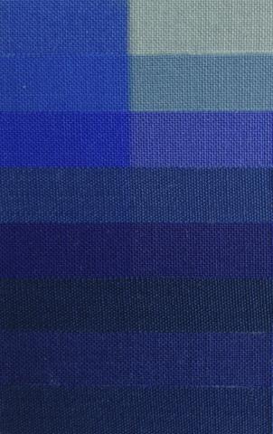 A test strip of blue wool that shows fading due to light damage.