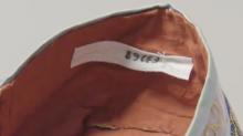 Cotton tape used as a label on a textile hat